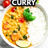 pinterest image with text for curried chickpeas