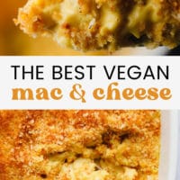 Pinterest collage with text for vegan mac and cheese
