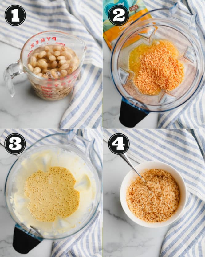 collage of how to make cheese sauce with cashews