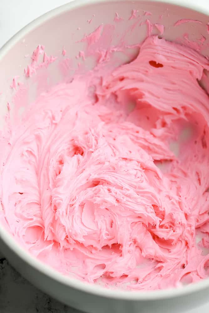 bowl with pink frosting