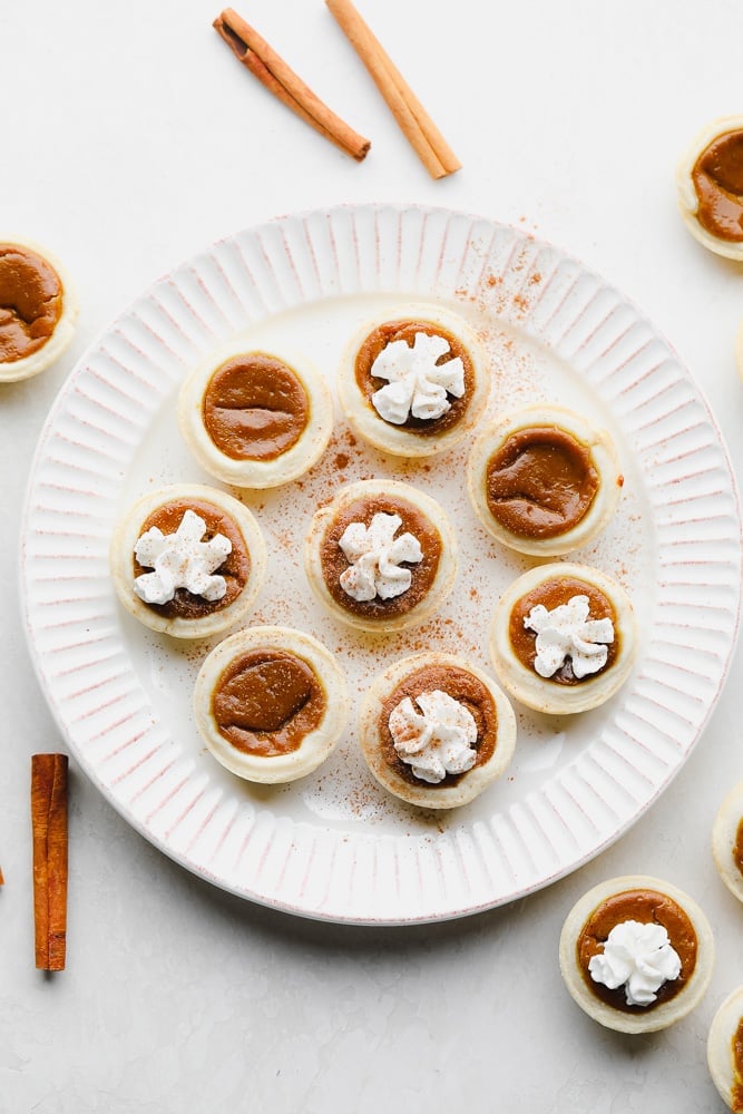 looking down on a plate of pies