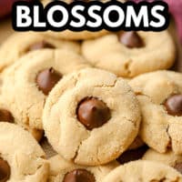 pinterest image with text for vegan peanut butter blossoms