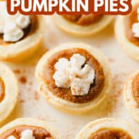 Pinterest image with text overly for vegan mini pies