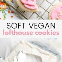 Pinterest collage with text for vegan soft lofthouse cookies