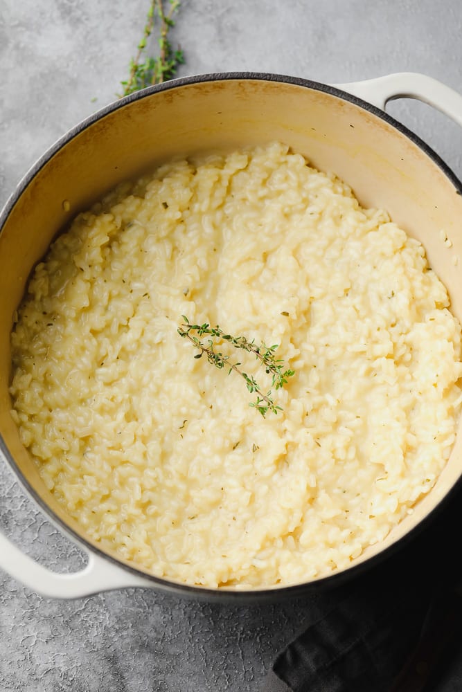pot full of creamy rice