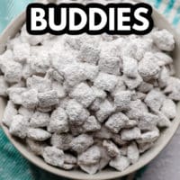 pinterest image with text overlay for vegan muddy buddies
