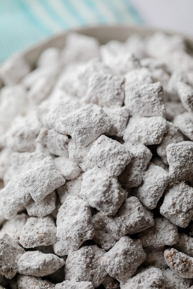 close up of cereal with powdered sugar