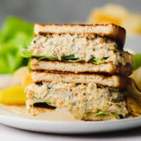 sandwich stacked on a plate