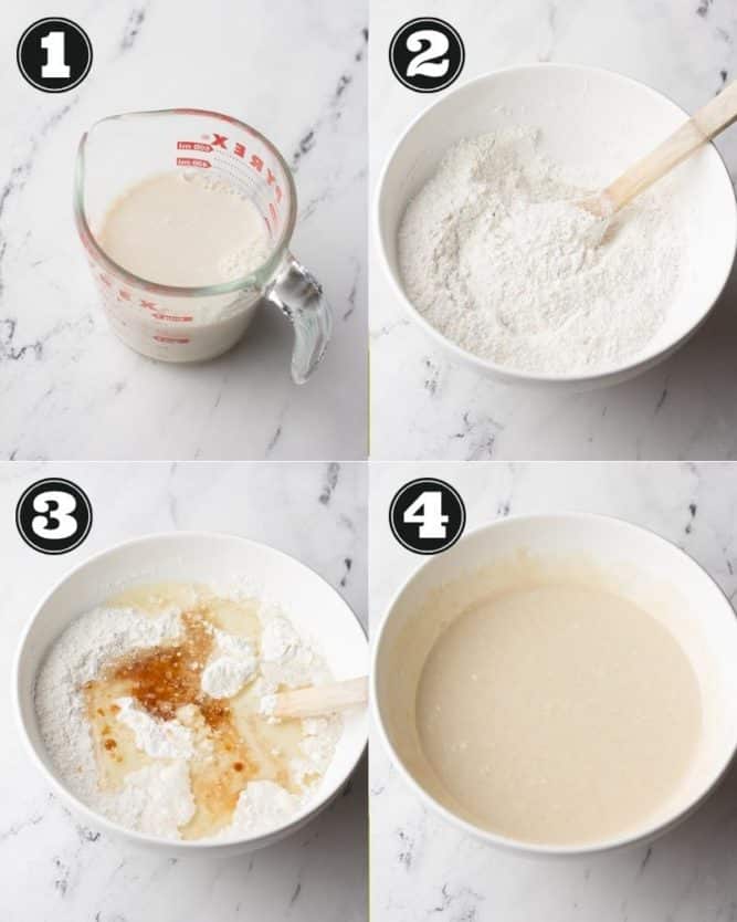collage showing how to make vegan cupcake batter