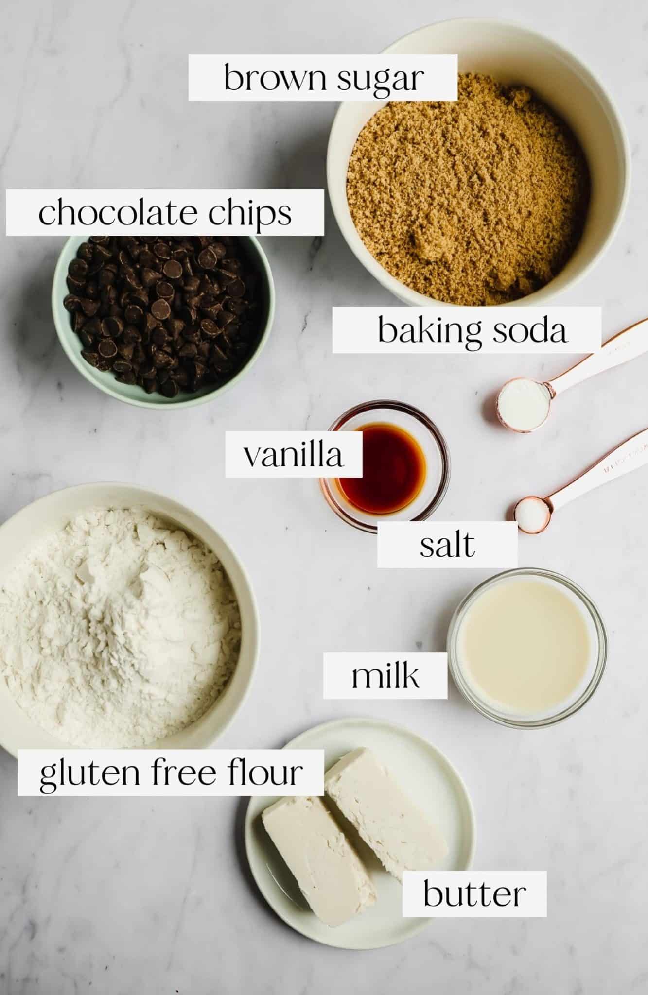 ingredients for gluten free cookies with labels