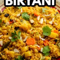 Pinterest image of Easy Vegan Biryani.