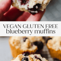 pinterest image of vegan gluten free blueberry muffins.