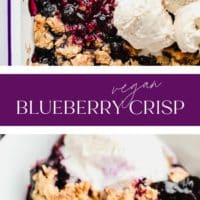 pinterest image of vegan blueberry crisp
