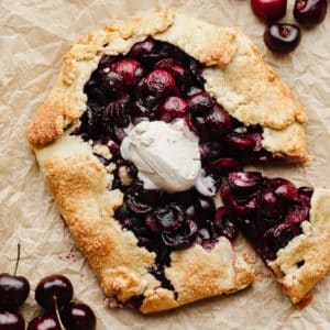 square image of galette with ice cream