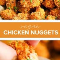 pinterest image collage reading vegan chicken nuggets