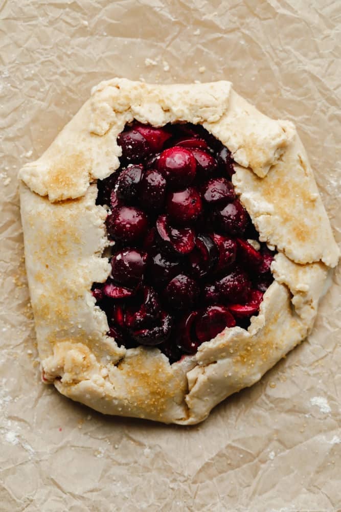unbaked galette with cherries
