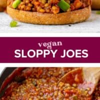 pinterest collage with text in middle reading vegan sloppy joes