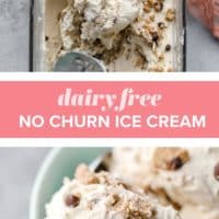 ice cream in a clear dish on top and in bowl in the bottom photo.