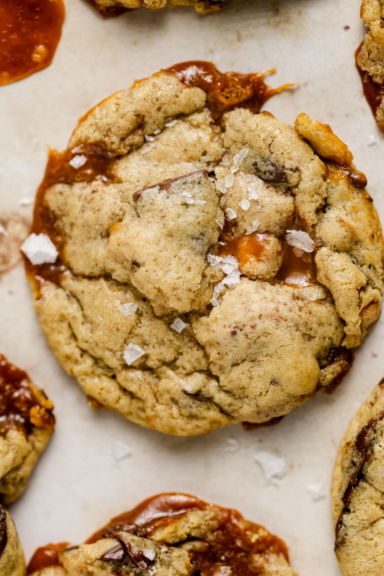 close up on a baked kitchen sink cookie.