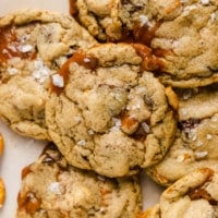 close up on baked kitchen sink cookies.