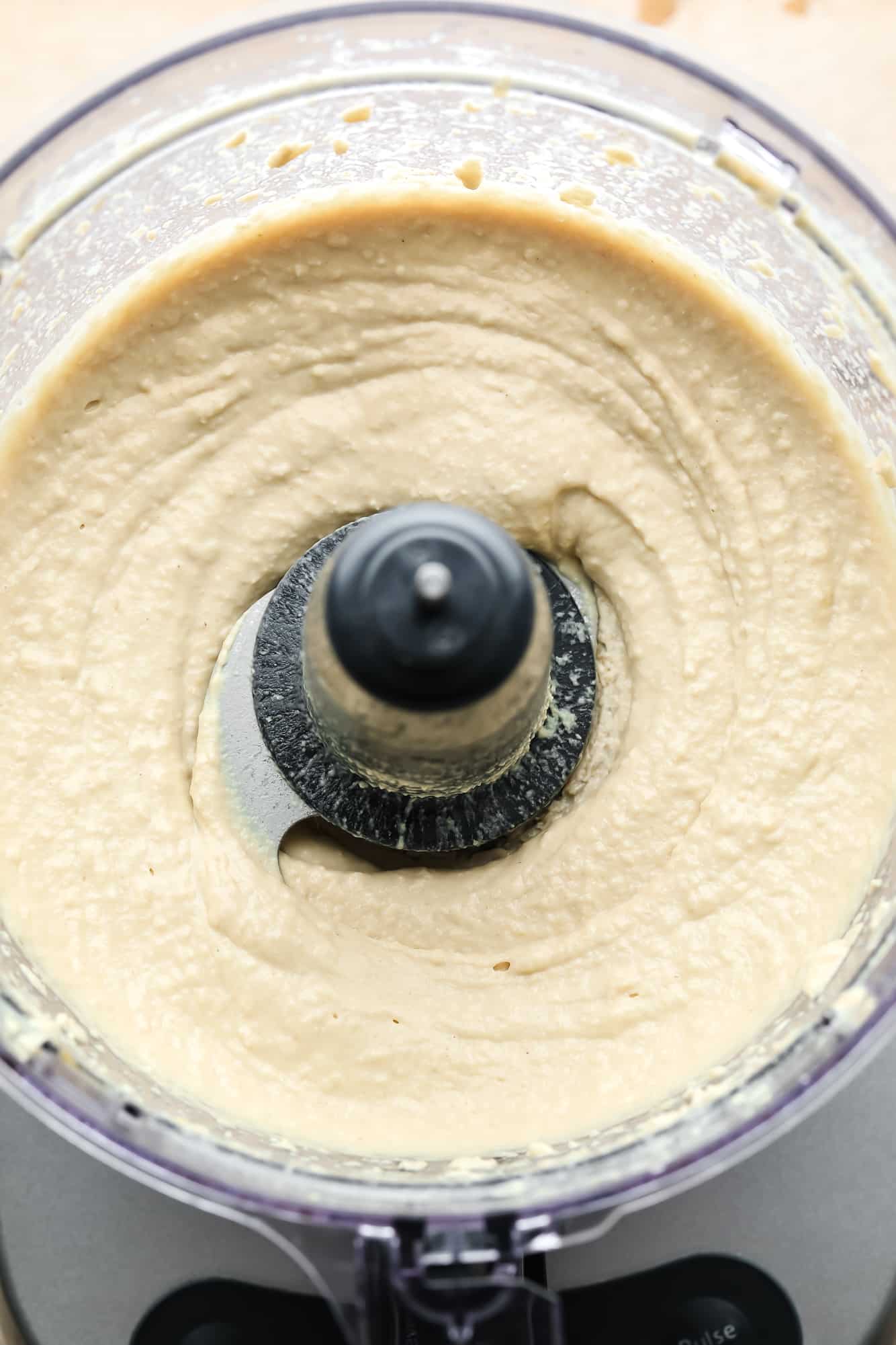 blended hummus in a food processor.