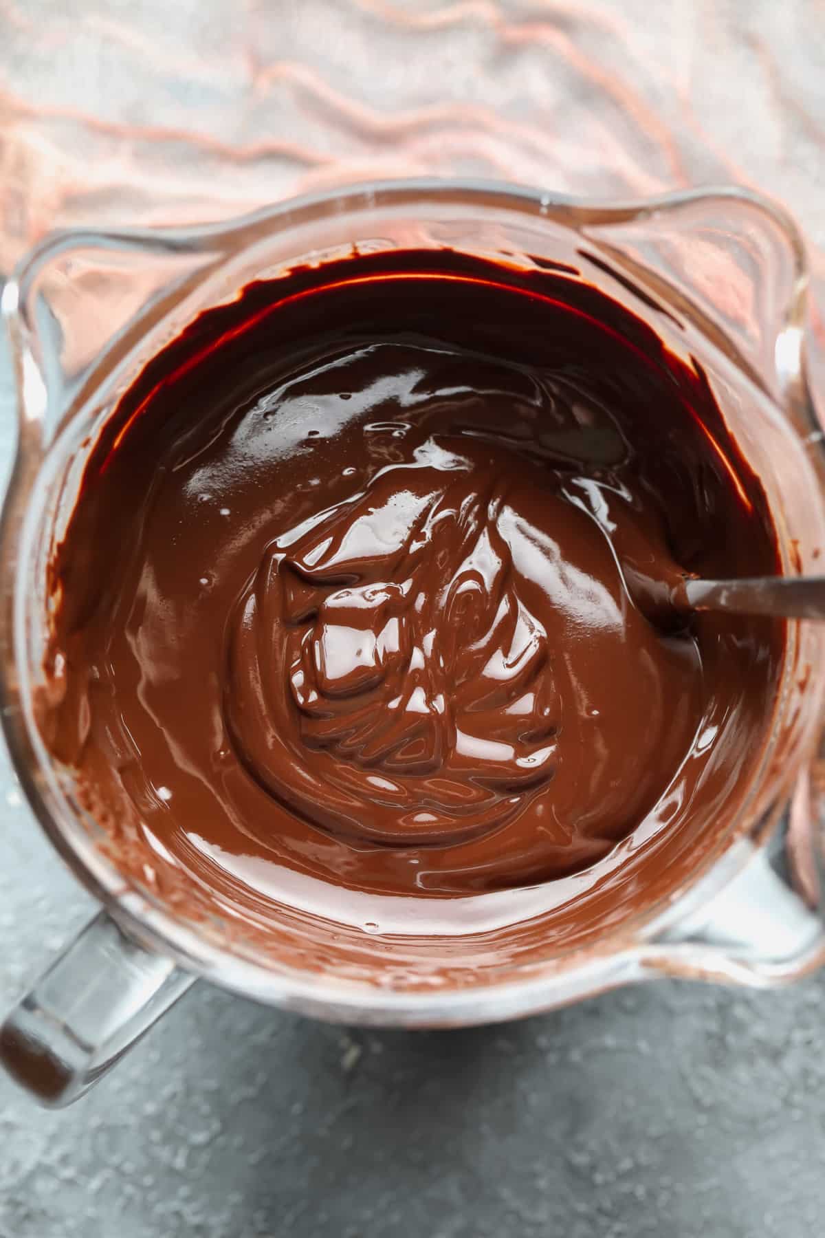 melted chocolate in a glass bowl