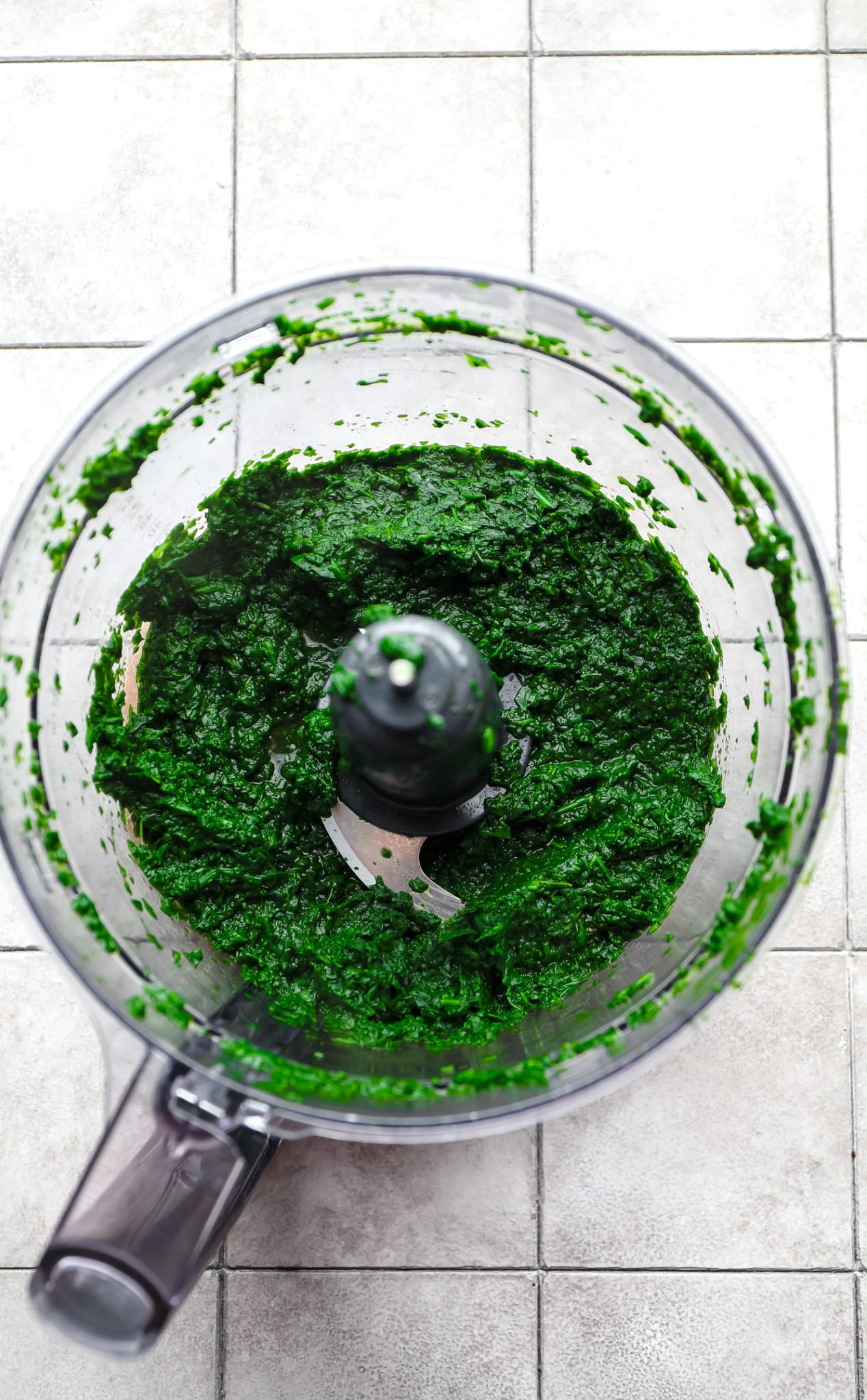 blended spinach in a food processor.