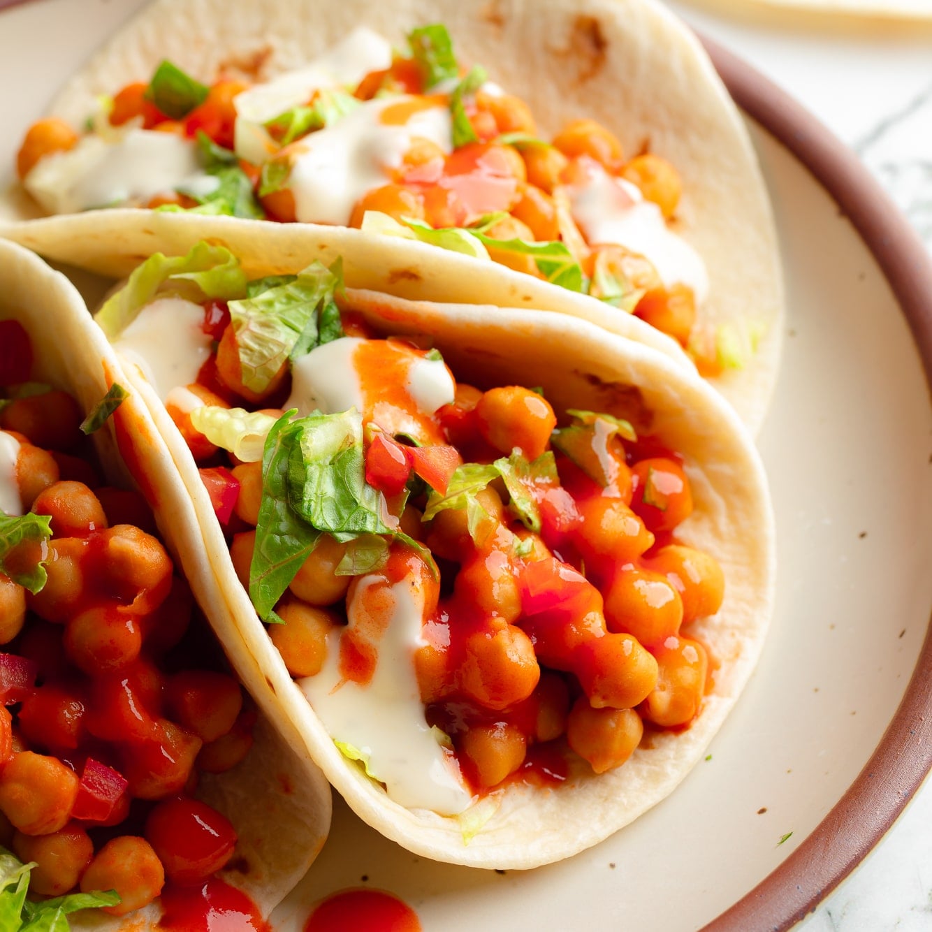 Buffalo Chickpea Tacos