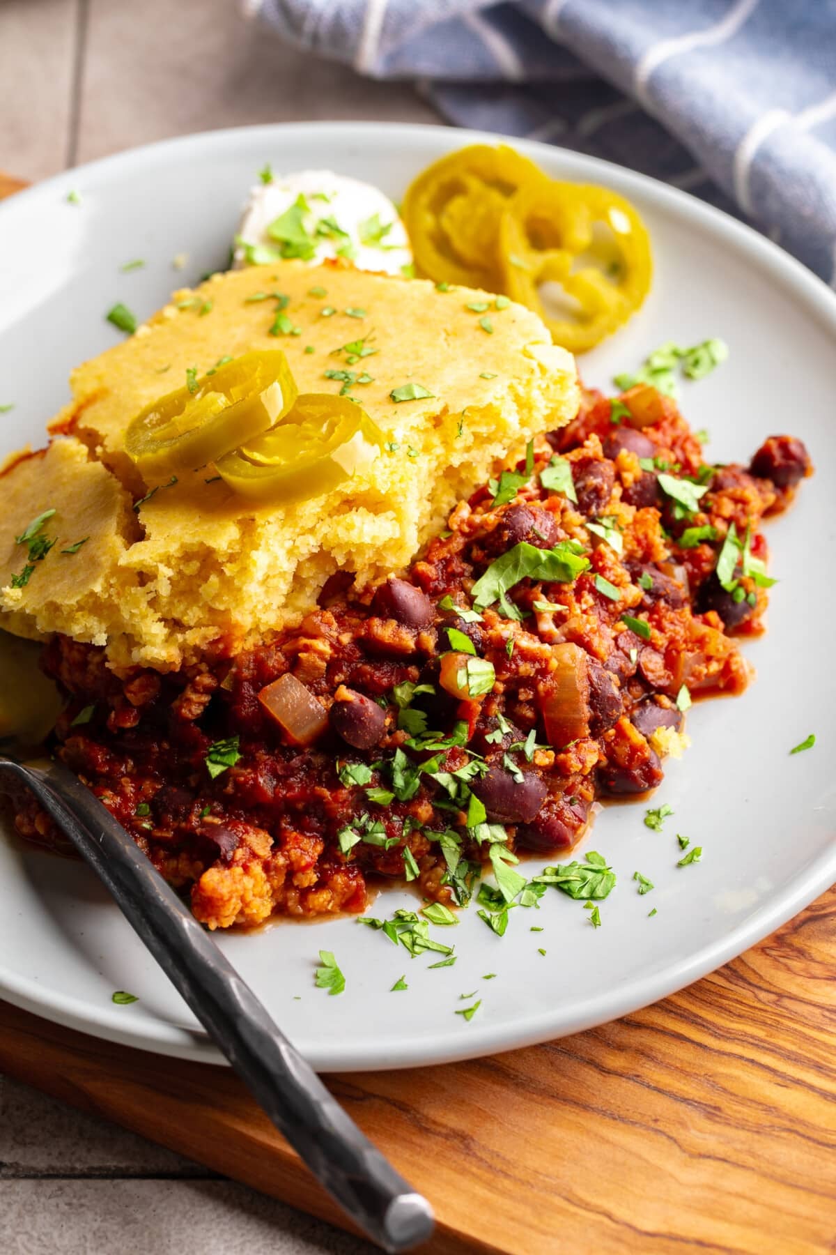 Chili Cornbread Casserole (Vegan) - Nora Cooks