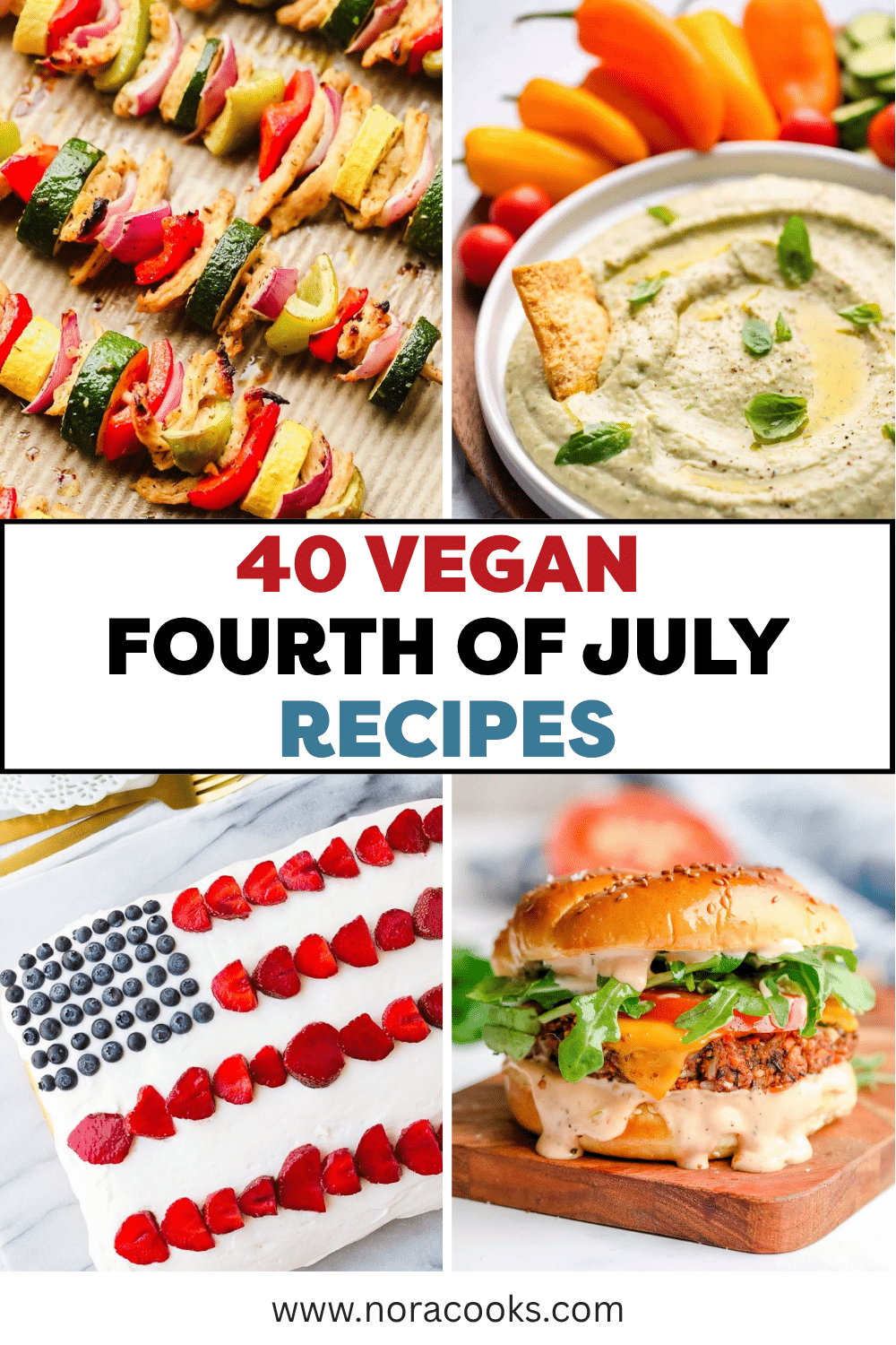 Pinterest image with overlay text, "40 vegan Fourth of July recipes".